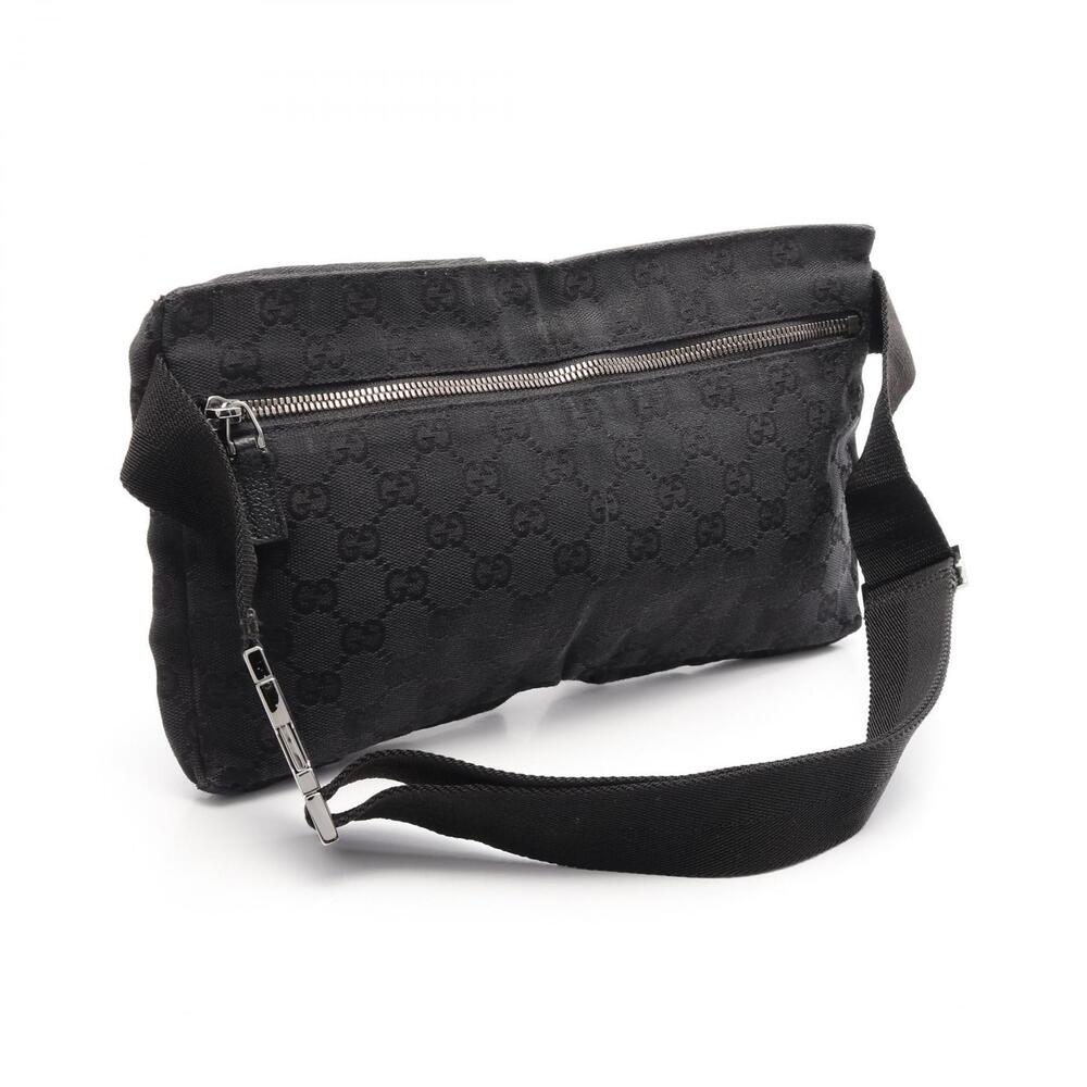Gucci Crossbody waist leather bag canvas black Body Belt